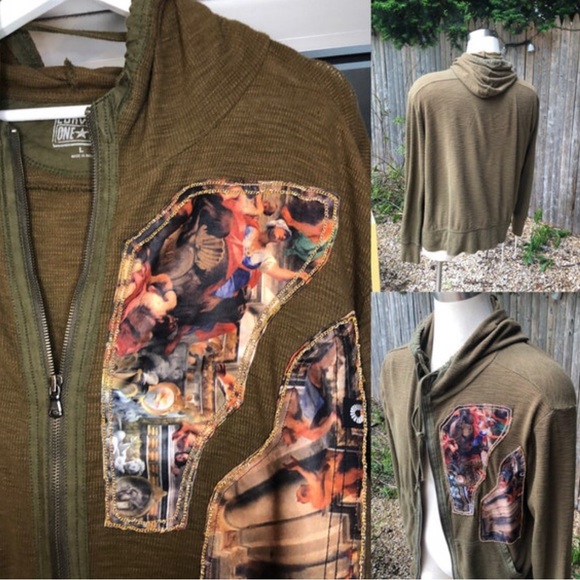 1 of 1 green Hoodie Cathedral print motif chain Large - Picture 3 of 12